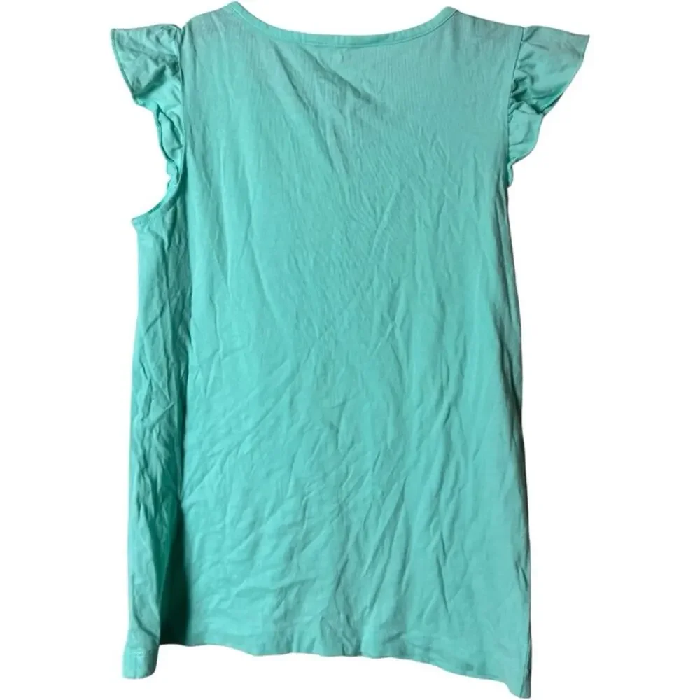 Old Navy Kids Aqua Sequin Pocket  Short Ruffle Sleeve With button Detail Sz L